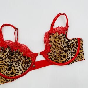 Victoria's Secret 2006 Very Sexy Y2K cheetah pint red lace bra